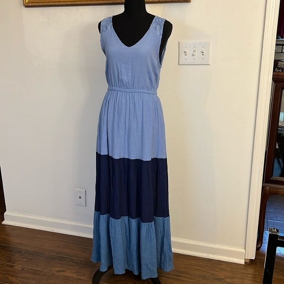 New Directions Color Block Sleeveless V-Neck Maxi, Sz. M. - Picture 1 of 11